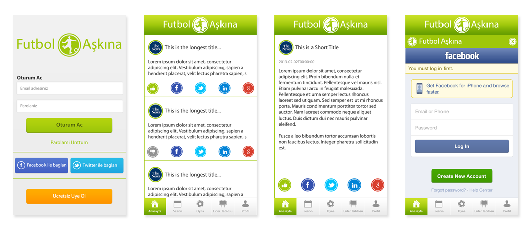 Futbol Askina App Design